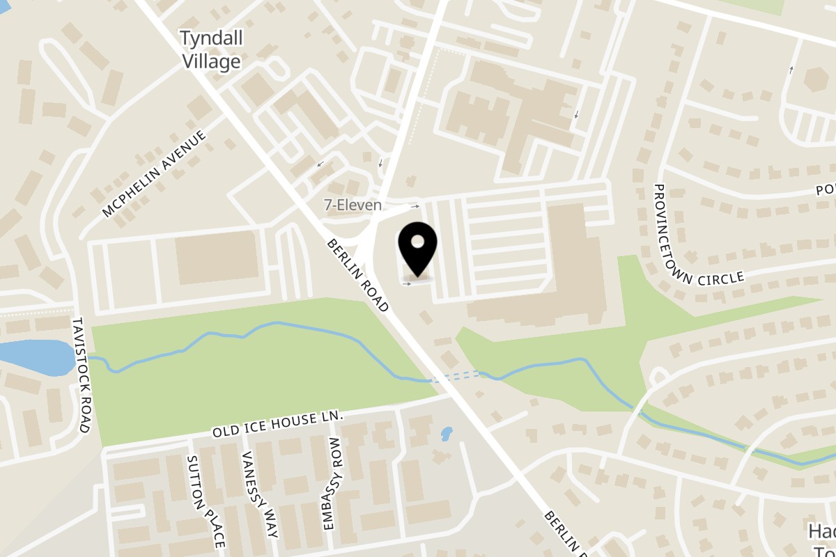 Map showing the location of Mama Ha's Eatery on 1445 Brace Rd in Cherry Hill Township